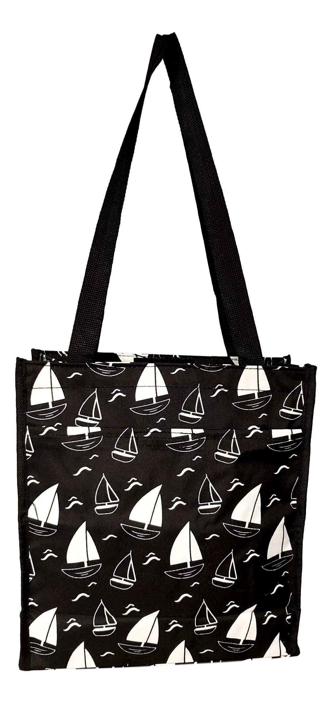 12 in by 13 in Tote Bag w/Mesh Water Bottle Pocket (Sailboat)