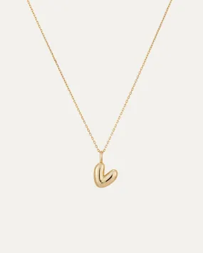 14K Gold Bubble Letter Necklace - V