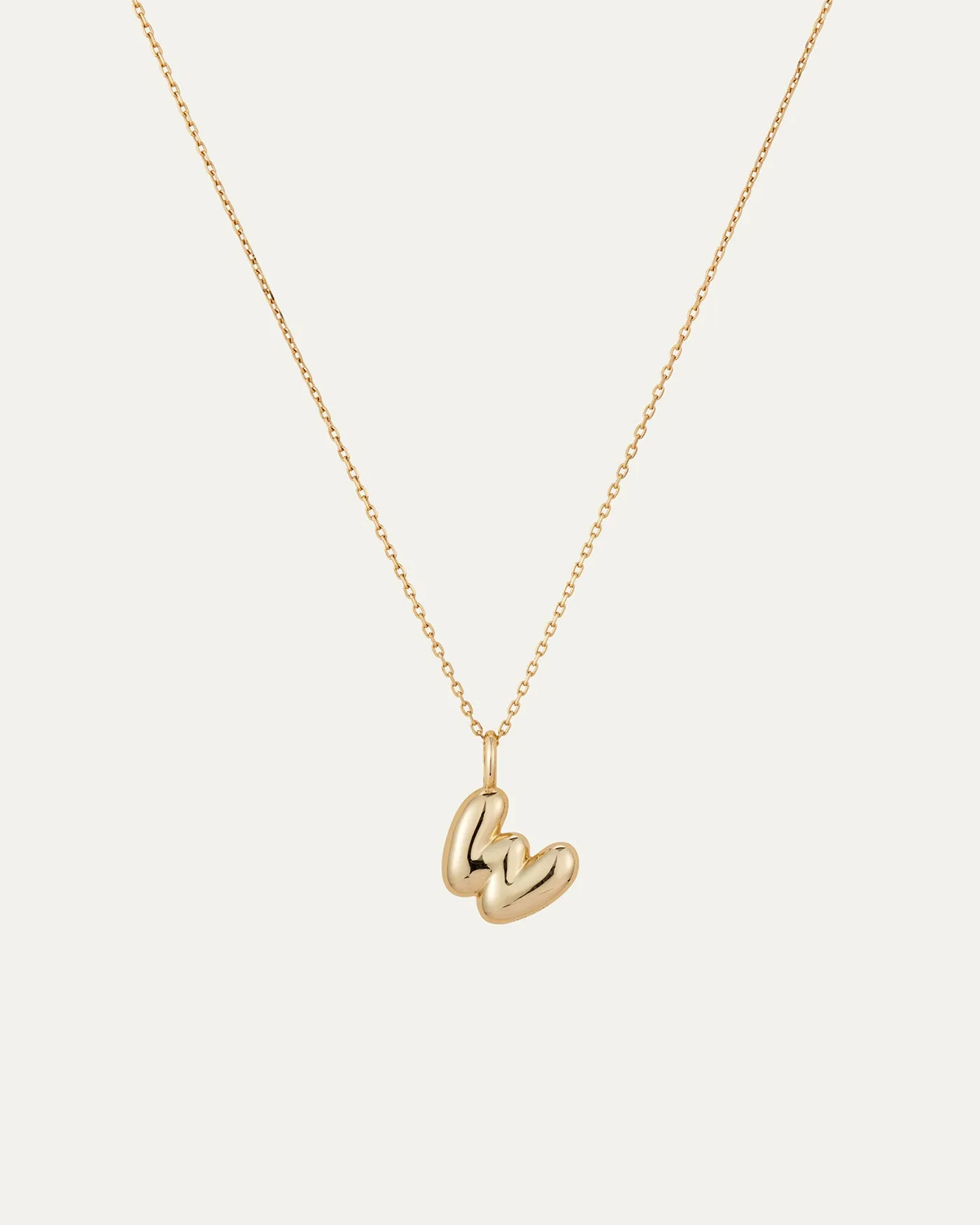 14K Gold Bubble Letter Necklace - W