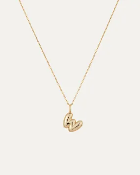 14K Gold Bubble Letter Necklace - W