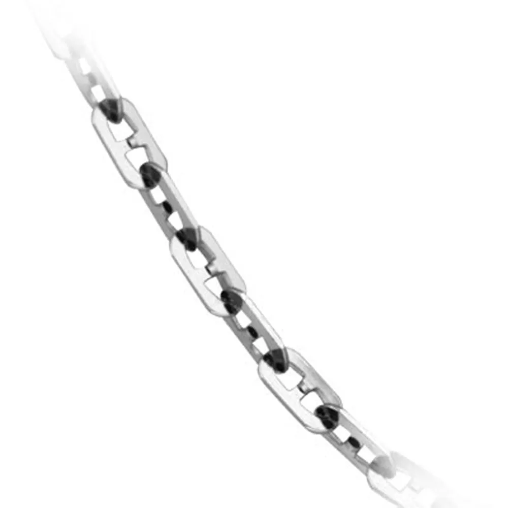 14k White Gold Italian Mariner Link Chain 19.5 inch long