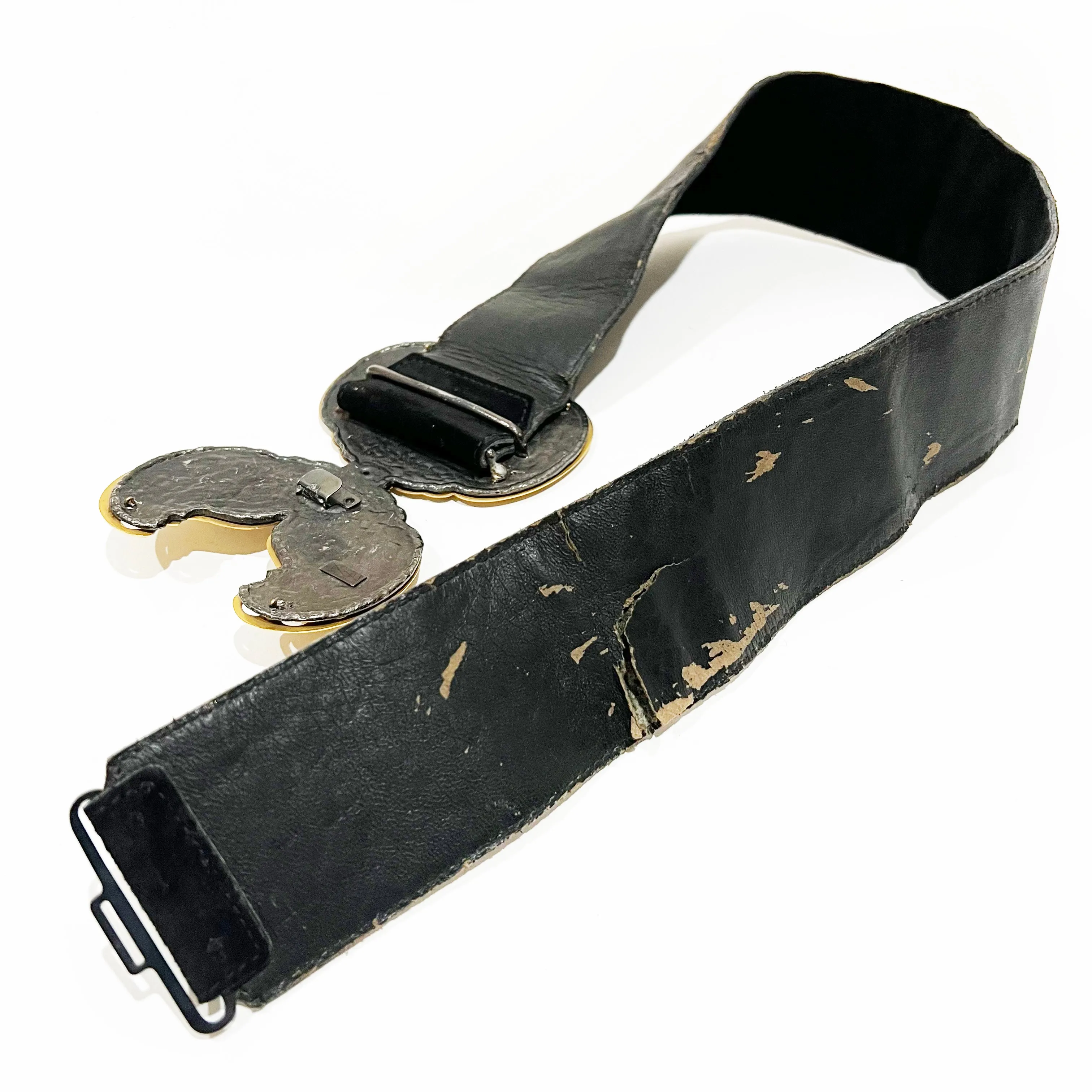 1970s Black Suede Butterly Buckle Belt