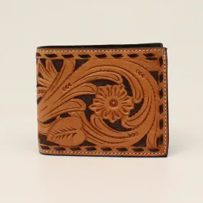 3D Men's Floral Tooled Bifold Wallet