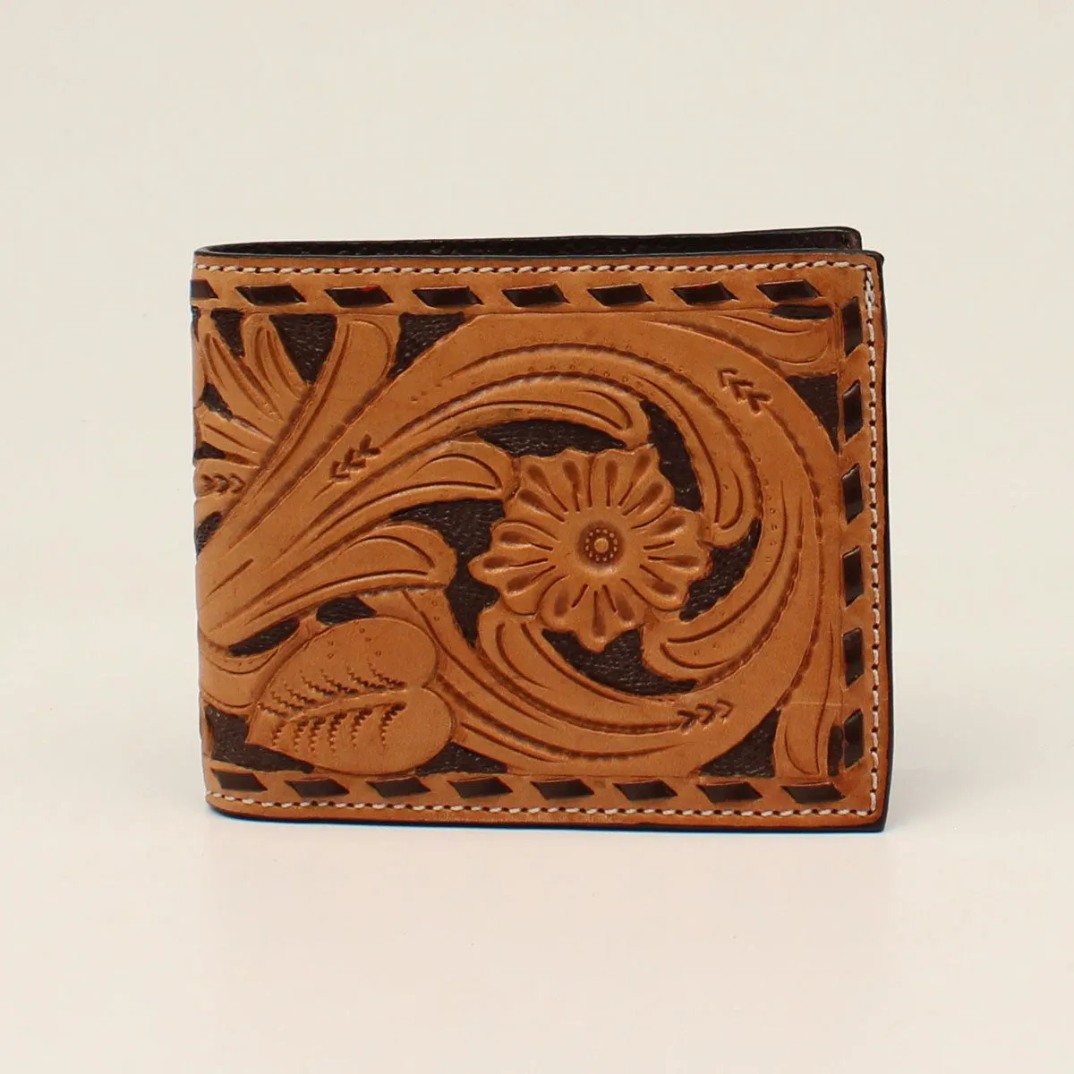 3D Men's Floral Tooled Bifold Wallet