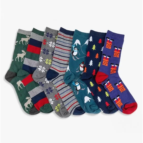 7 DAYS OF THE WEEK Mens Cotton Blend Socks Set Multi: