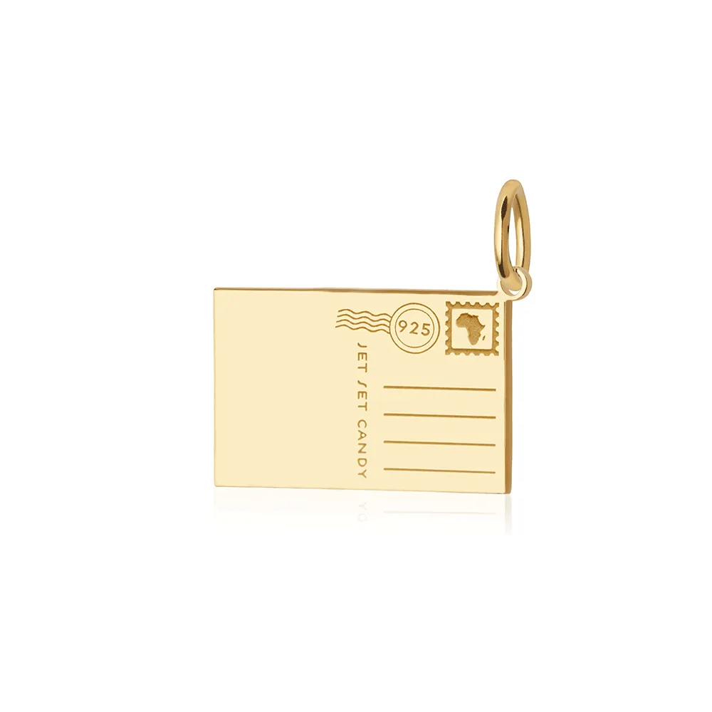 Africa Customizable Postcard Charm, Gold