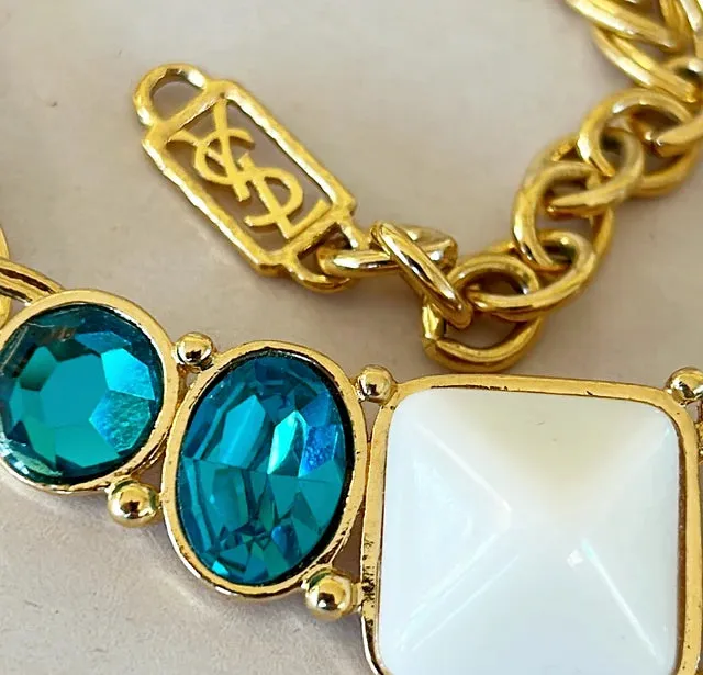 Amazing 1980s vintage signed YSL Yves Saint Laurent statement necklace.