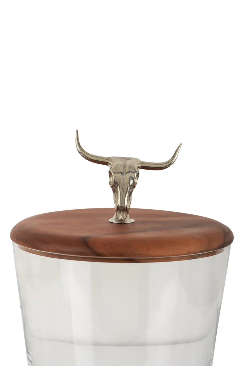 Arthur Court Cow Skull Glass Ice Bucket