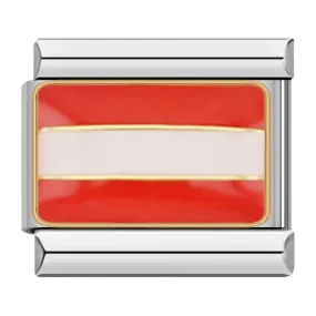 Austria Flag, on Silver