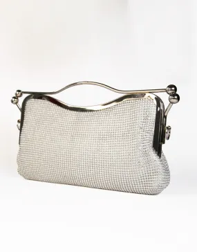 AVA DIAMANTE DOUBLE CLASPS CLUTCH SILVER