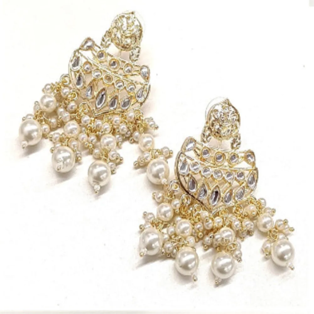 Bhavi Jewels Gold Plated Kundan Dangler Earrings