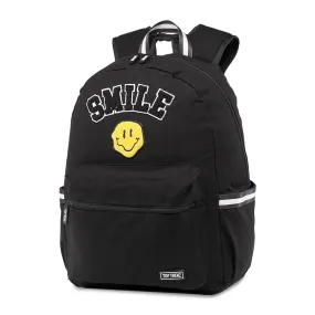 Black Smile Canvas Backpack with Patches