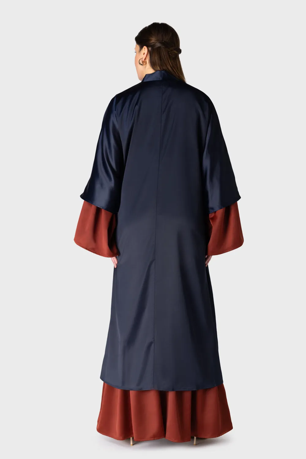 Blue Satin Open Abaya