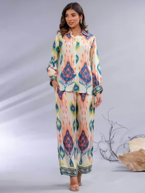 Boho Muslin Co-ord Set with Trendy Ikat Print