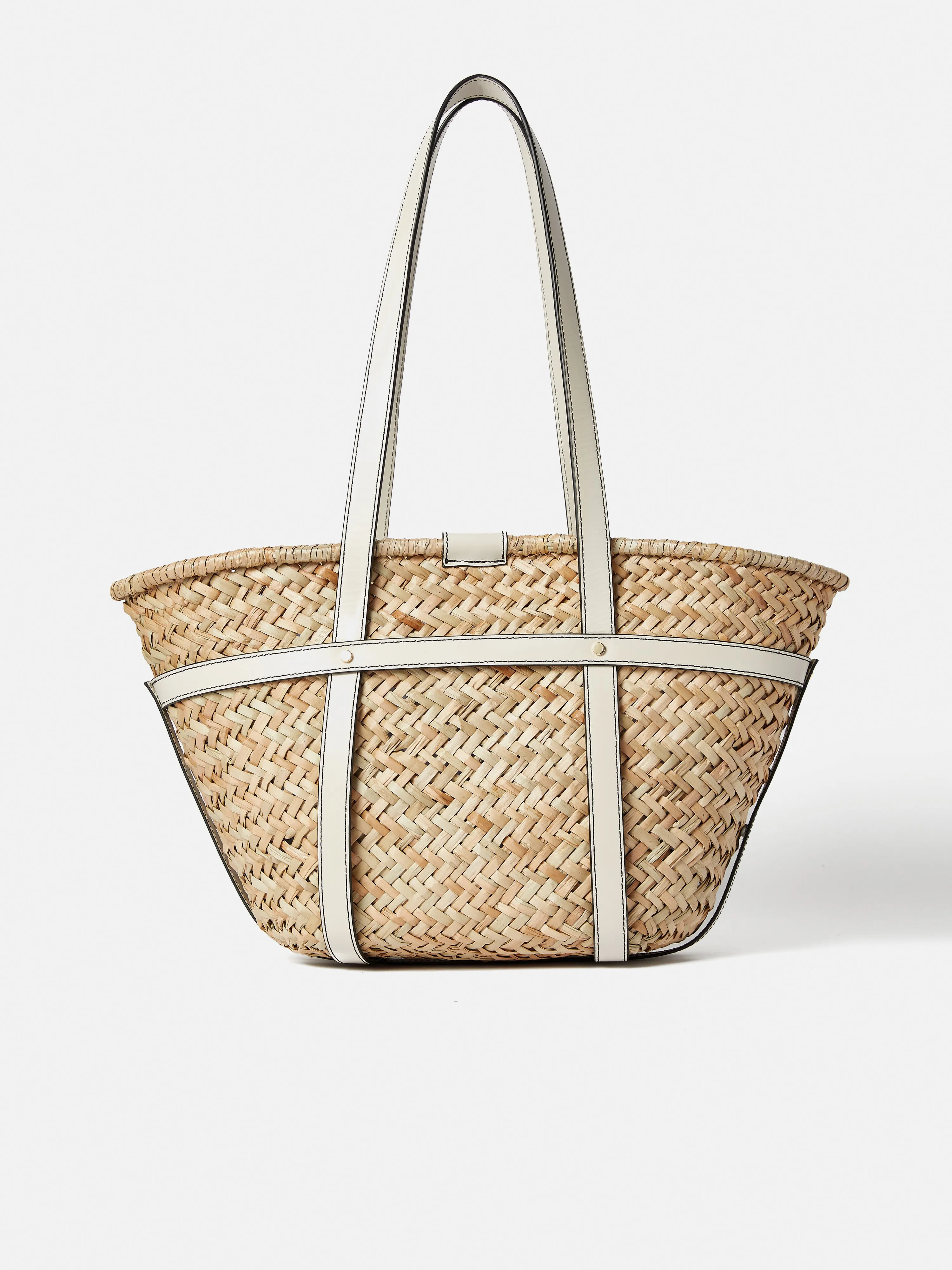 Broadwell Straw Leather Bag | White