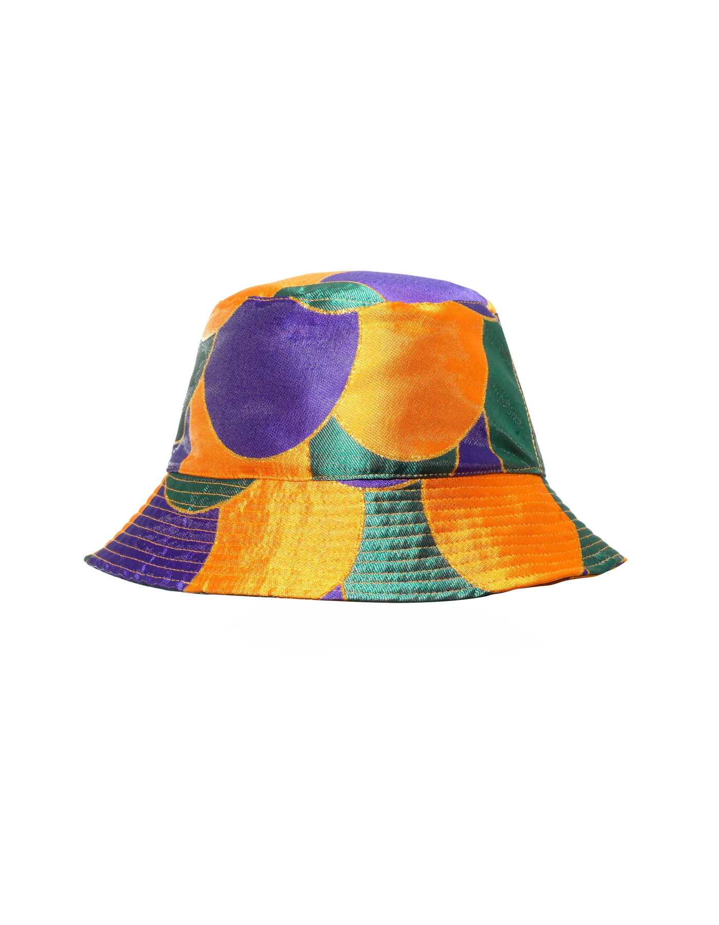 Bucket Hat Purple Beach Print Silk Jacquard