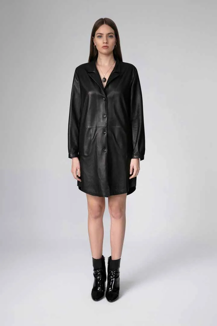 Celine - Black Leather Coat