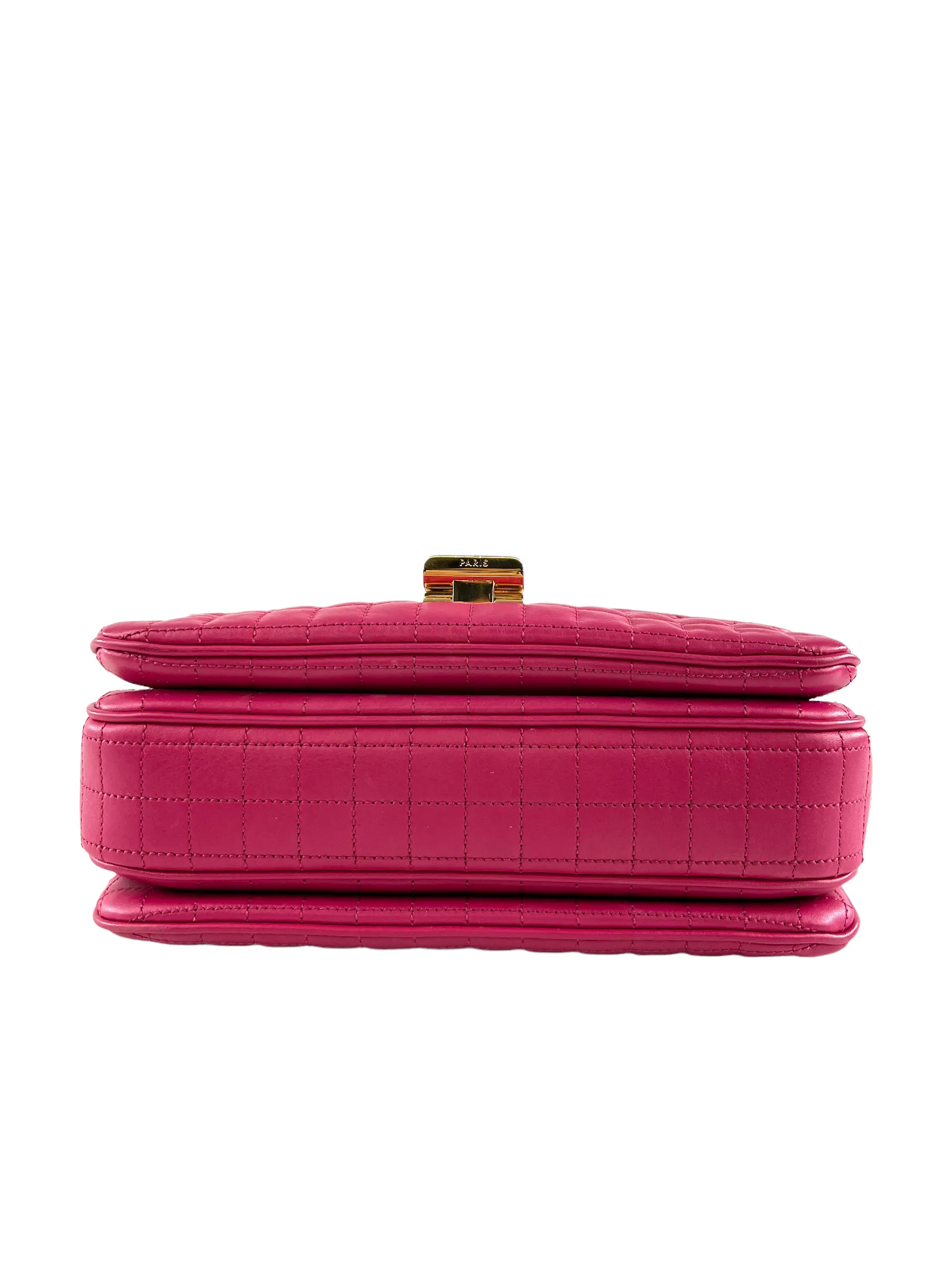 Celine Pink Quilted Leather 'C' Chain Shoulder