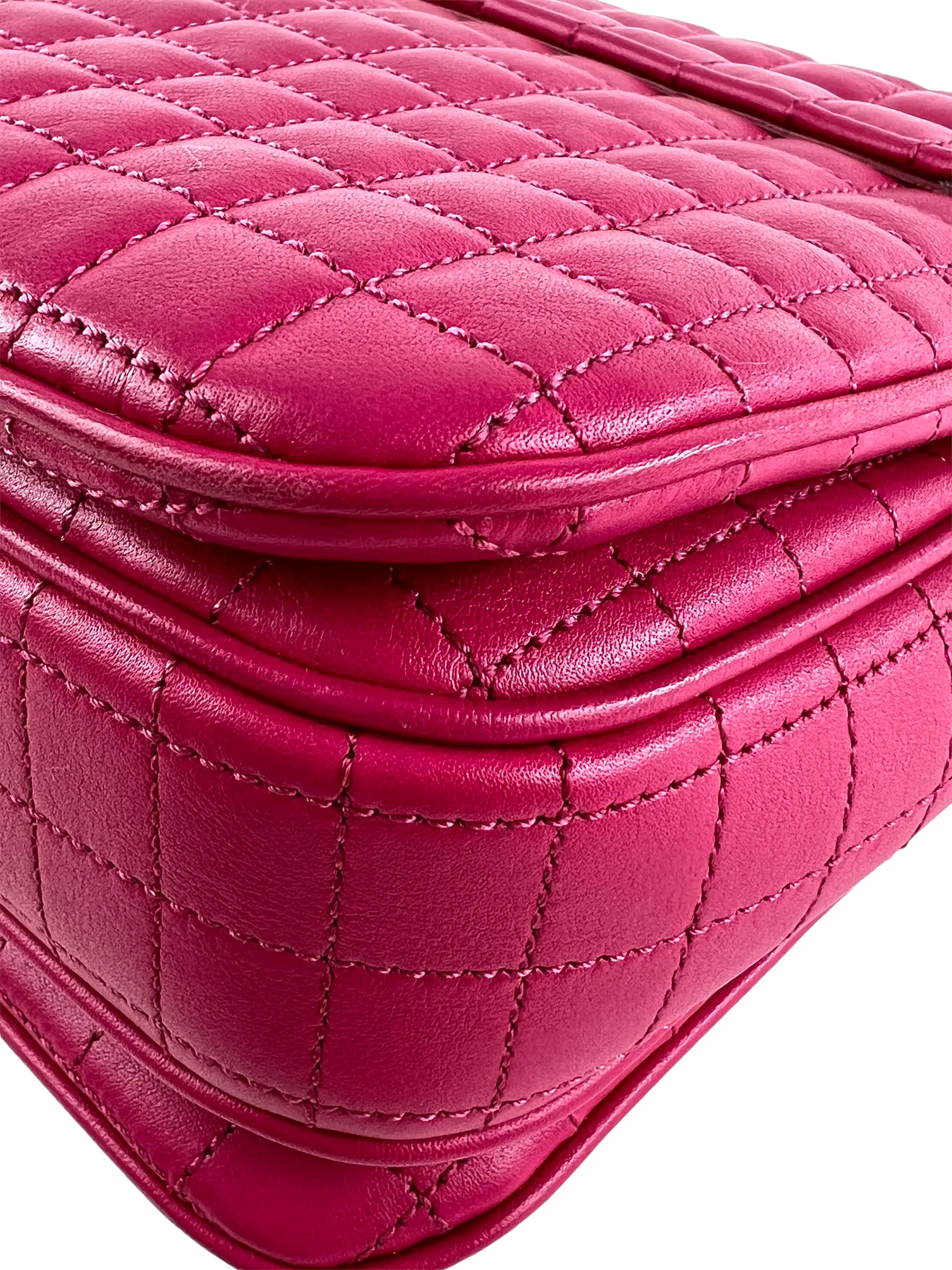 Celine Pink Quilted Leather 'C' Chain Shoulder