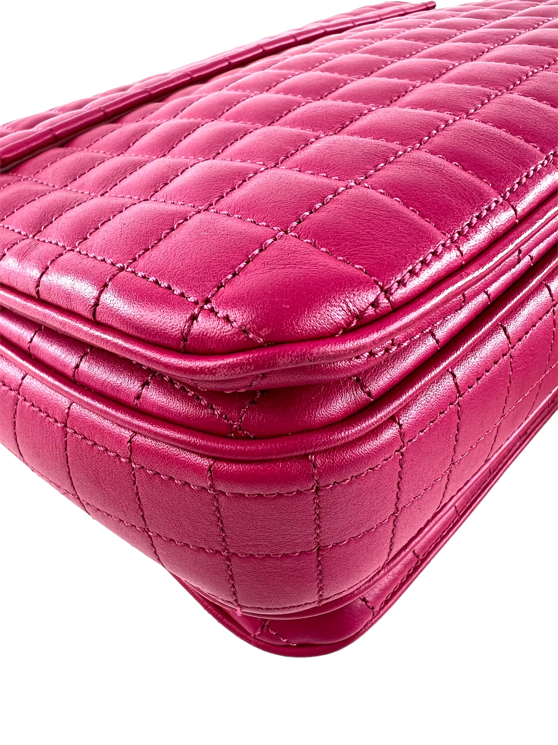 Celine Pink Quilted Leather 'C' Chain Shoulder