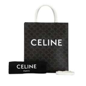 Celine Triomphe Vertical Cabas Tote Small Black Canvas