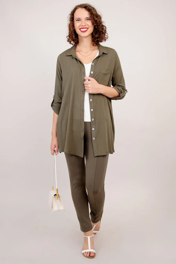 Celine Tunic, Khaki, Linen Bamboo