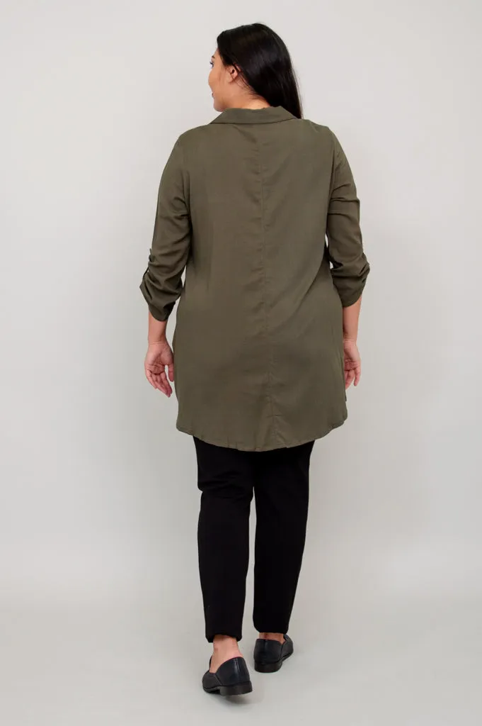 Celine Tunic, Khaki, Linen Bamboo