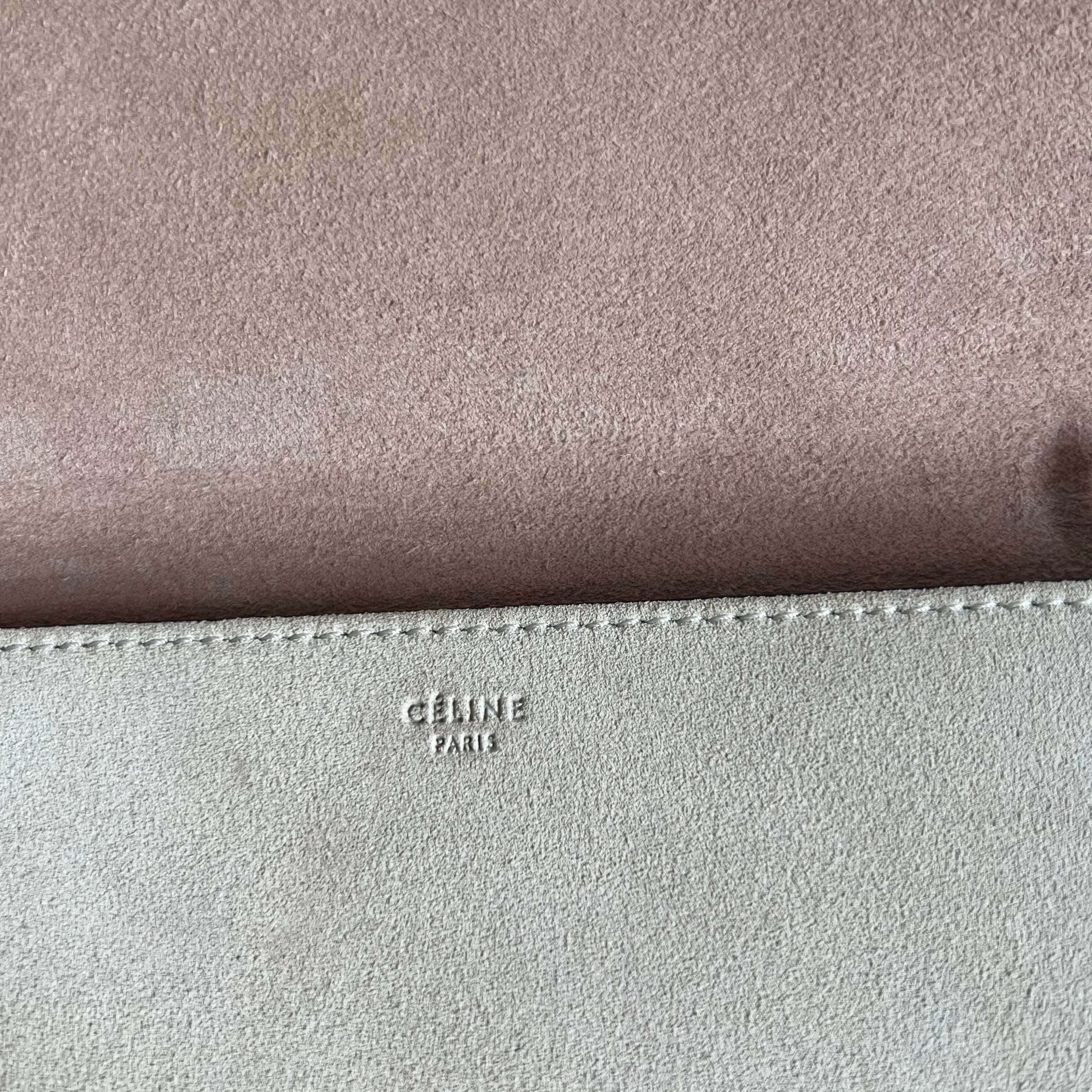 Clutch Celine Diamond Couro Branco e Suede Bege