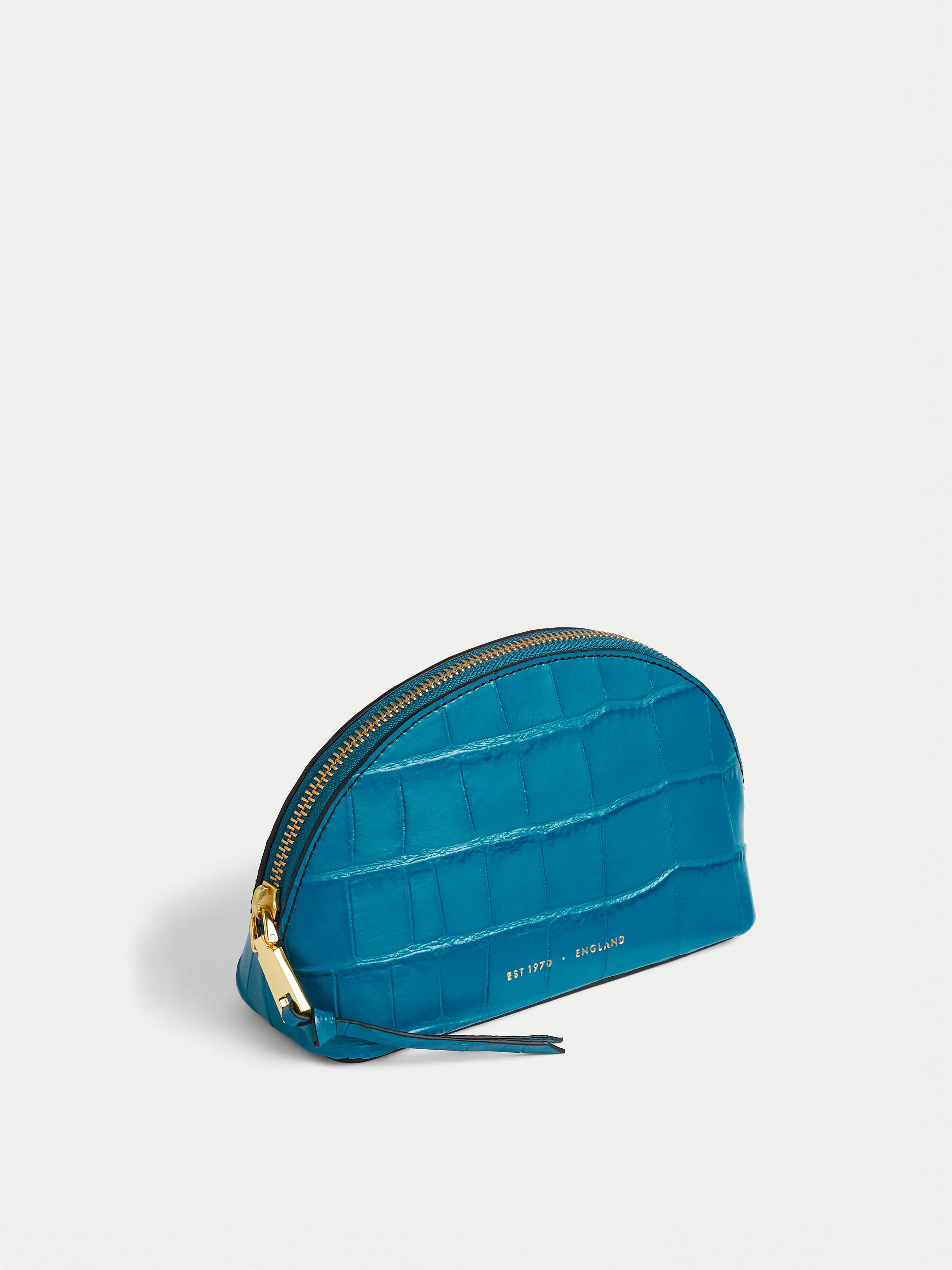 Croc Leather Cosmetic Pouch | Blue