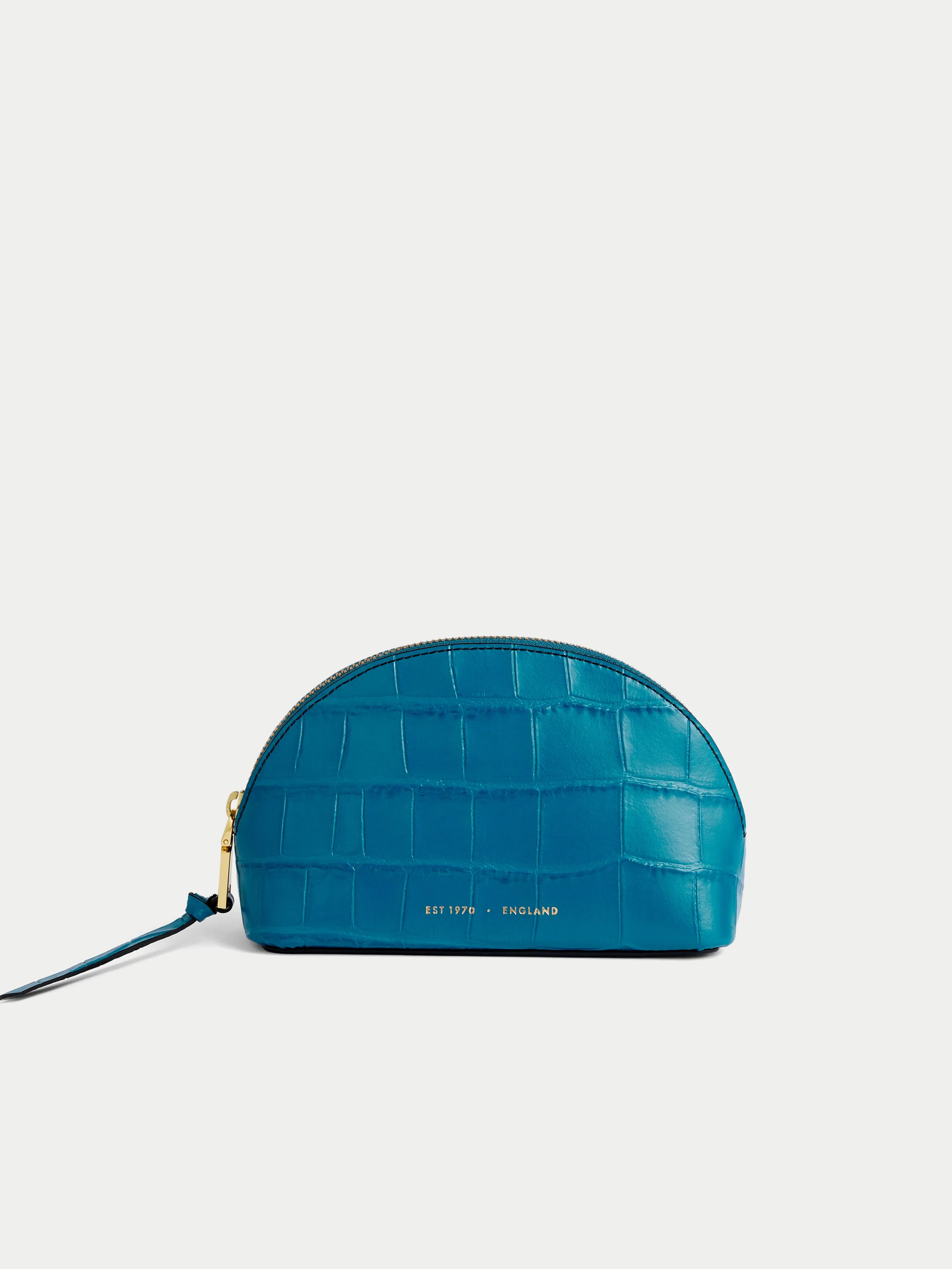 Croc Leather Cosmetic Pouch | Blue