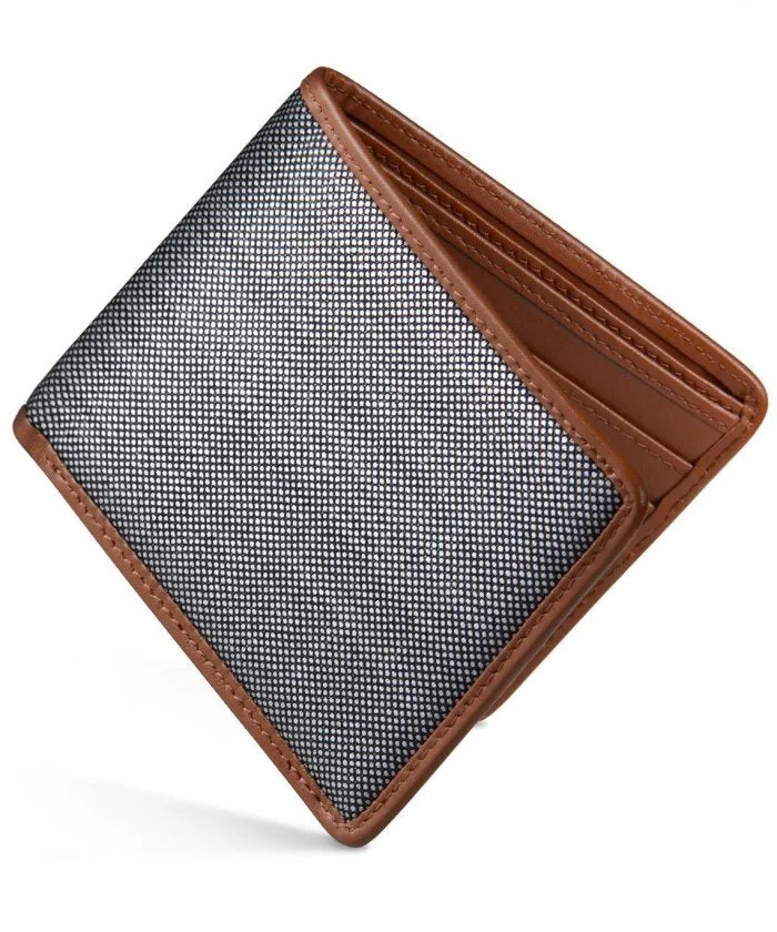 Dalvey Scotland Slim Bifold Wallet Tan & Grey Birdseye - 03356