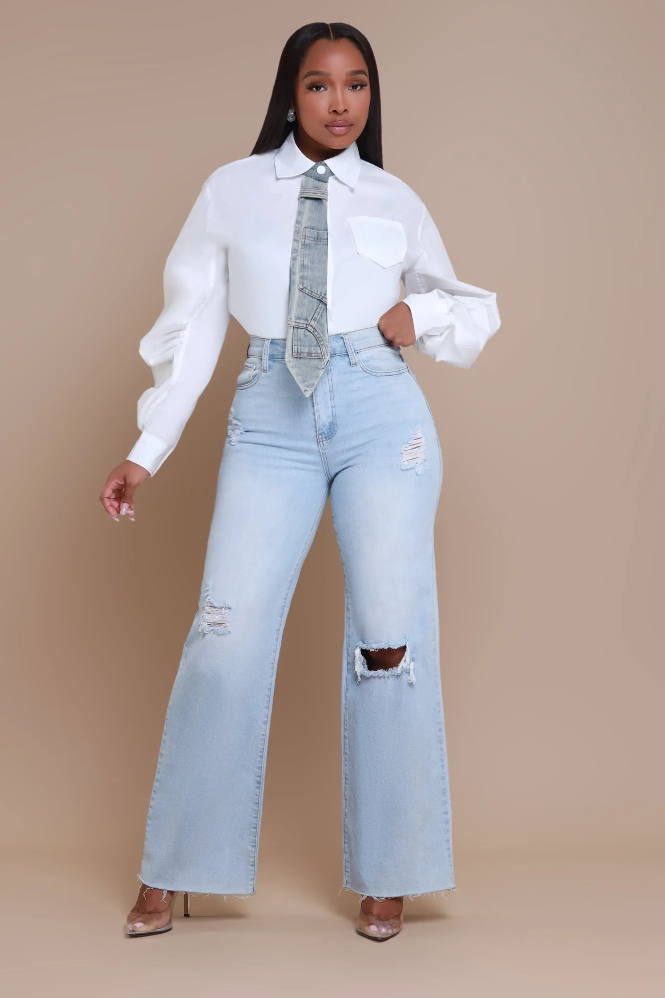 Day To Night Oversized Blouse - White