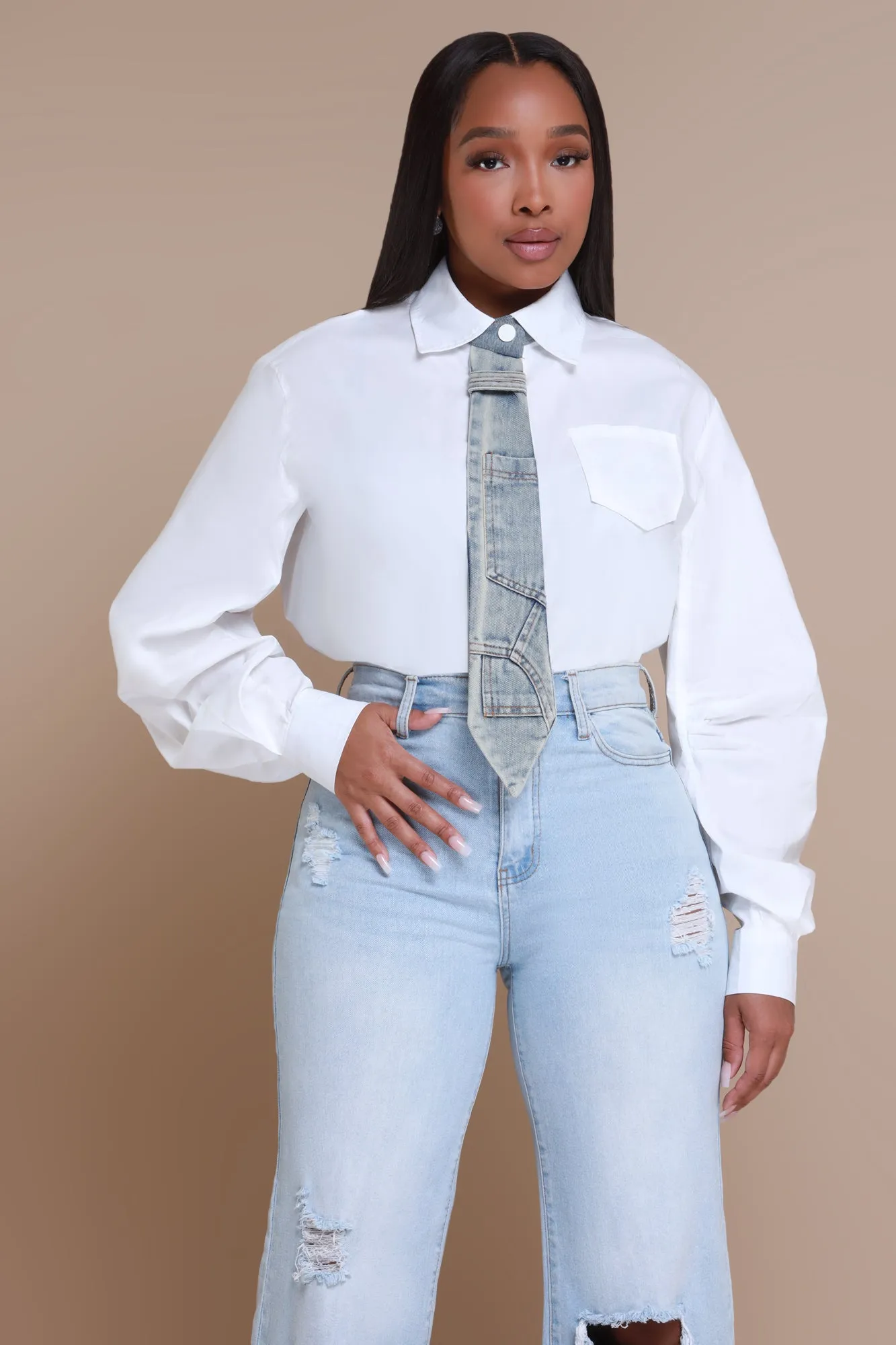 Day To Night Oversized Blouse - White