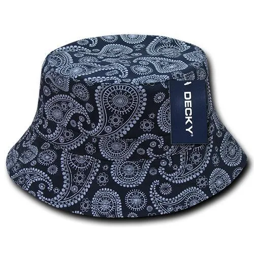 Decky 459 - Relaxed Paisley Bucket Hat, Bandana Pattern Bucket Cap - CASE Pricing