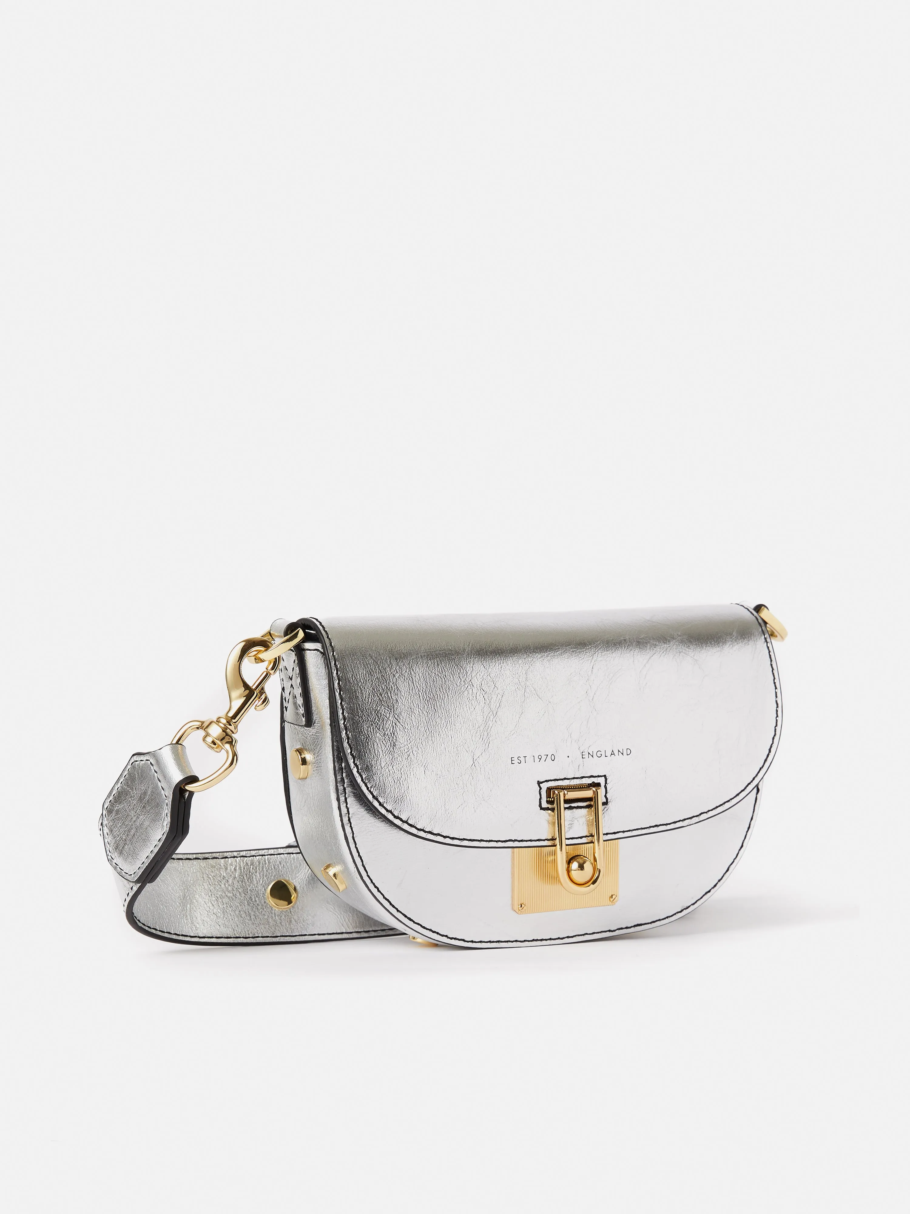 Denbigh Studded Leather Bag | Silver