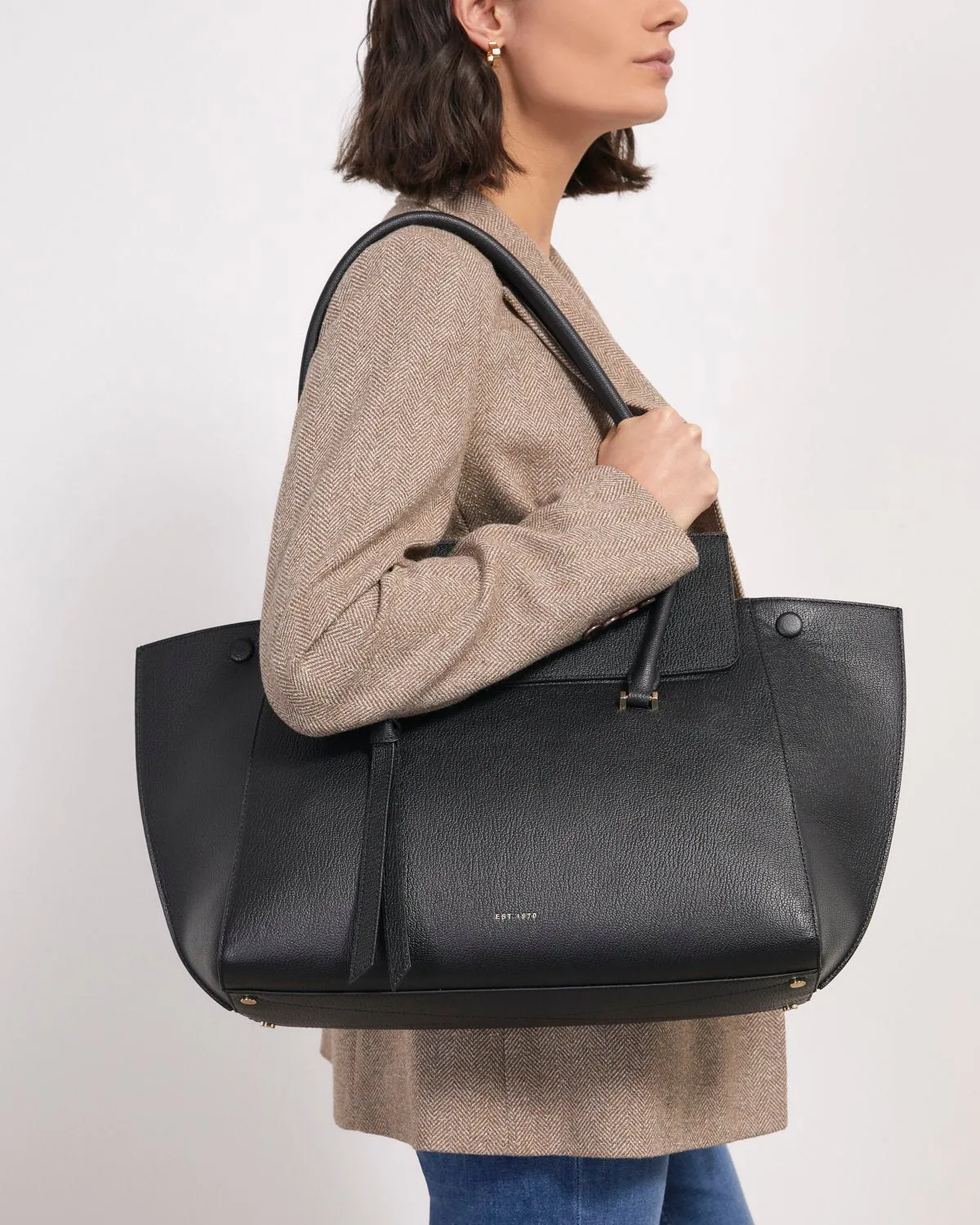 Eltham Flap Tote Leather | Black