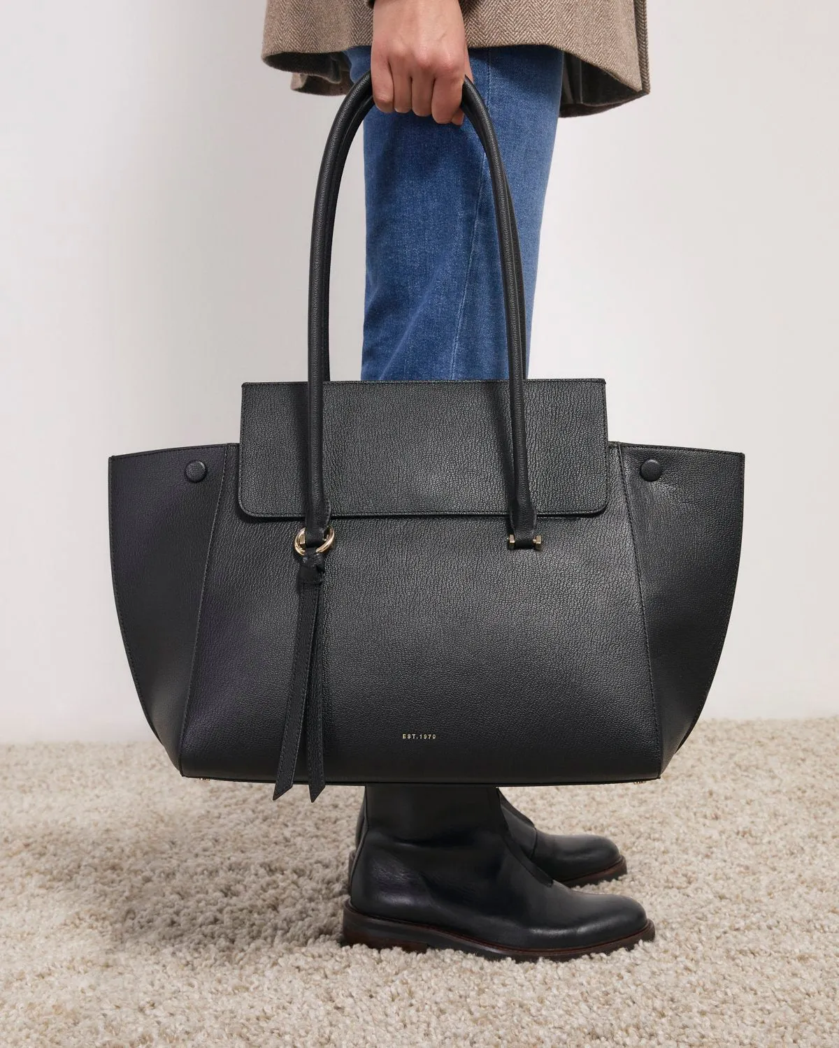 Eltham Flap Tote Leather | Black