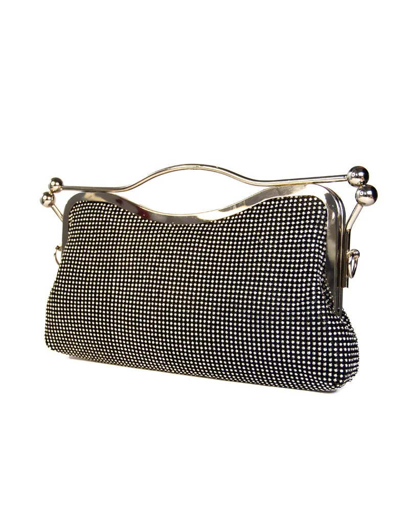 EMILY DIAMANTE DOUBLE CLASPS CLUTCH BLACK