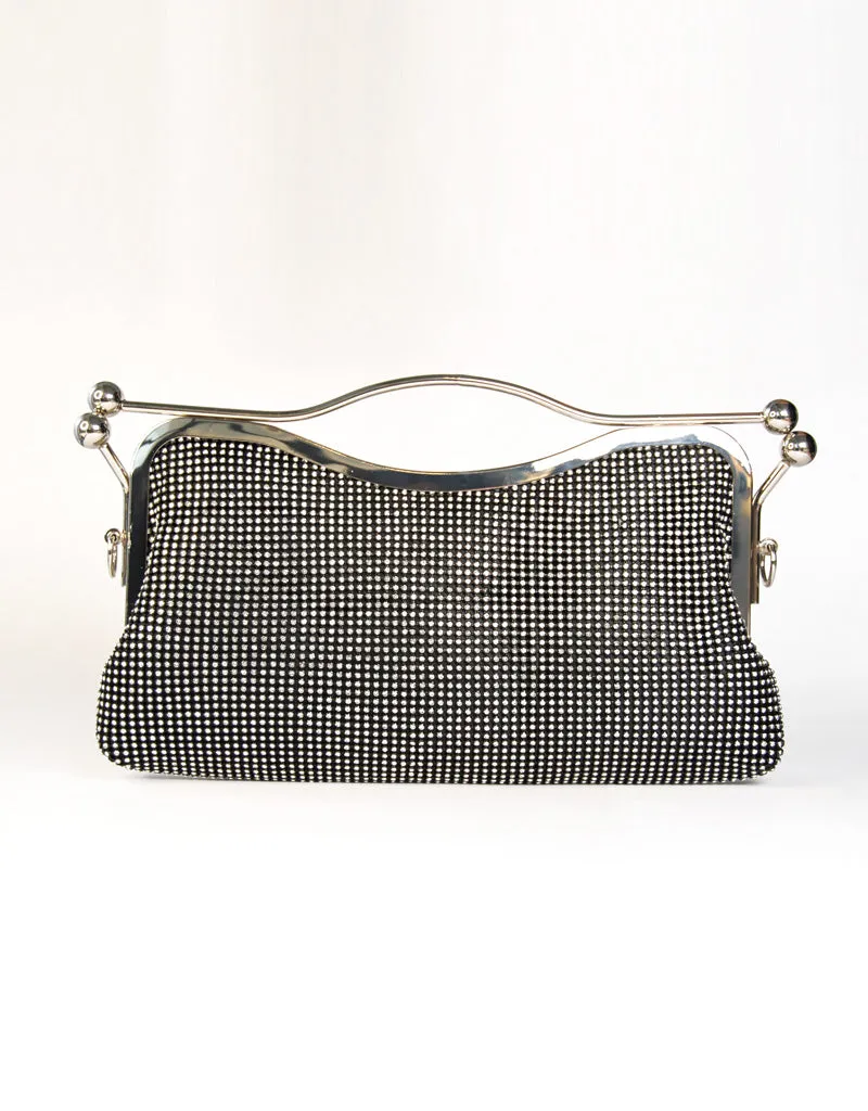 EMILY DIAMANTE DOUBLE CLASPS CLUTCH BLACK