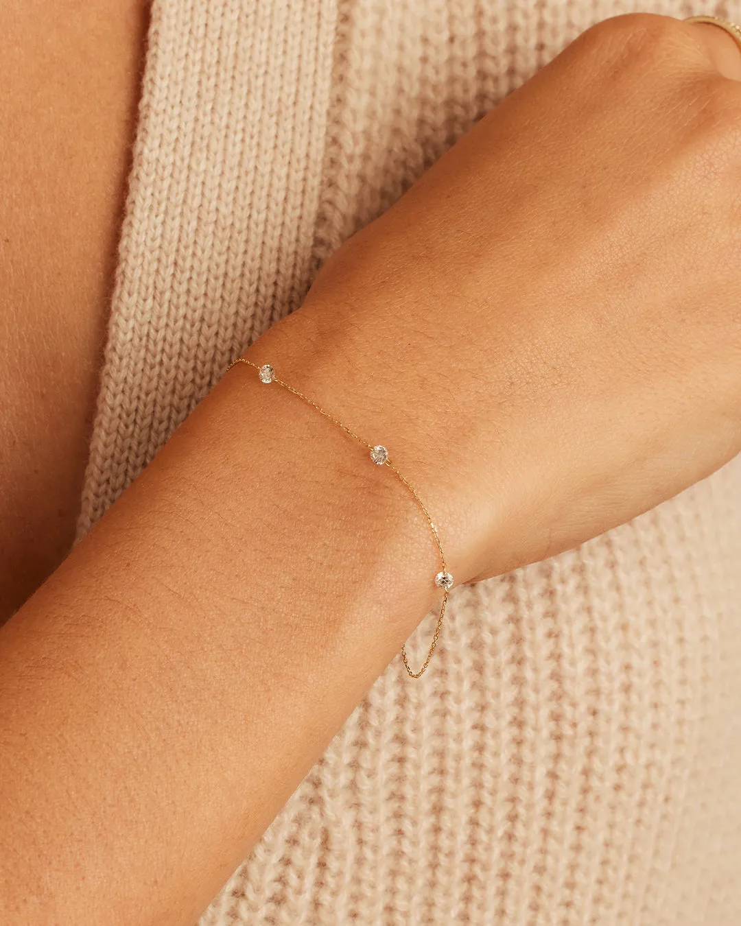 Floating Diamond Stationary Trio Bracelet