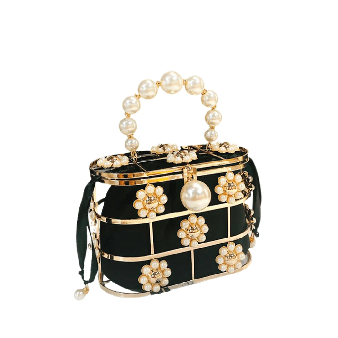 Flower Pearls Basket Bag