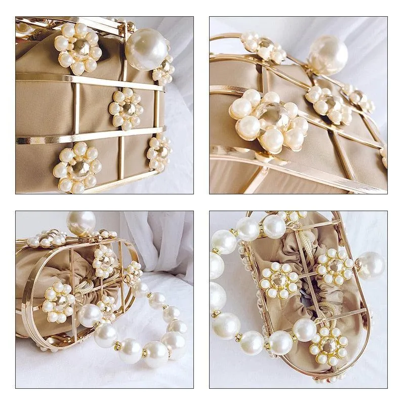 Flower Pearls Basket Bag