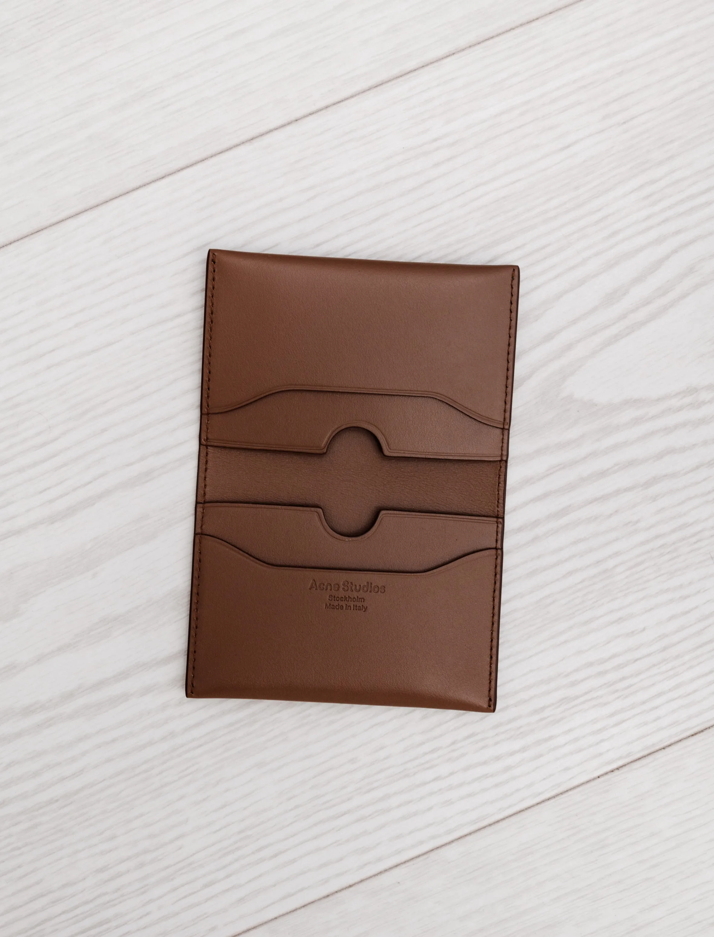 Folded Leather Cardholder Camel Brown