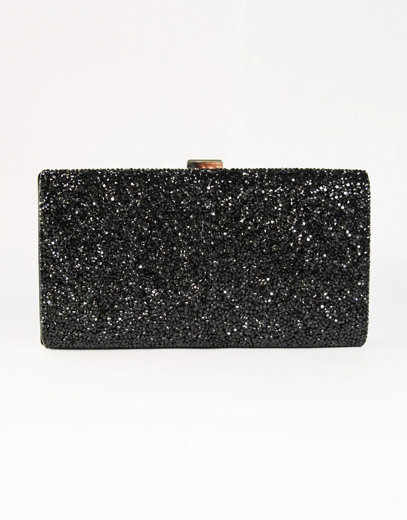 HANNAH TEXTURED CRYSTAL CLUTCH BLACK