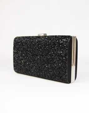 HANNAH TEXTURED CRYSTAL CLUTCH BLACK