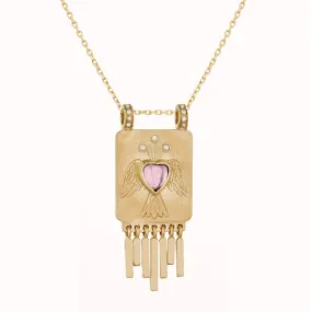 HEART TOURMALINE SOLID GOLD PLATE NECKLACE