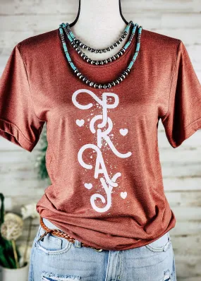 Heather Clay Pray Short Sleeve Graphic Tee