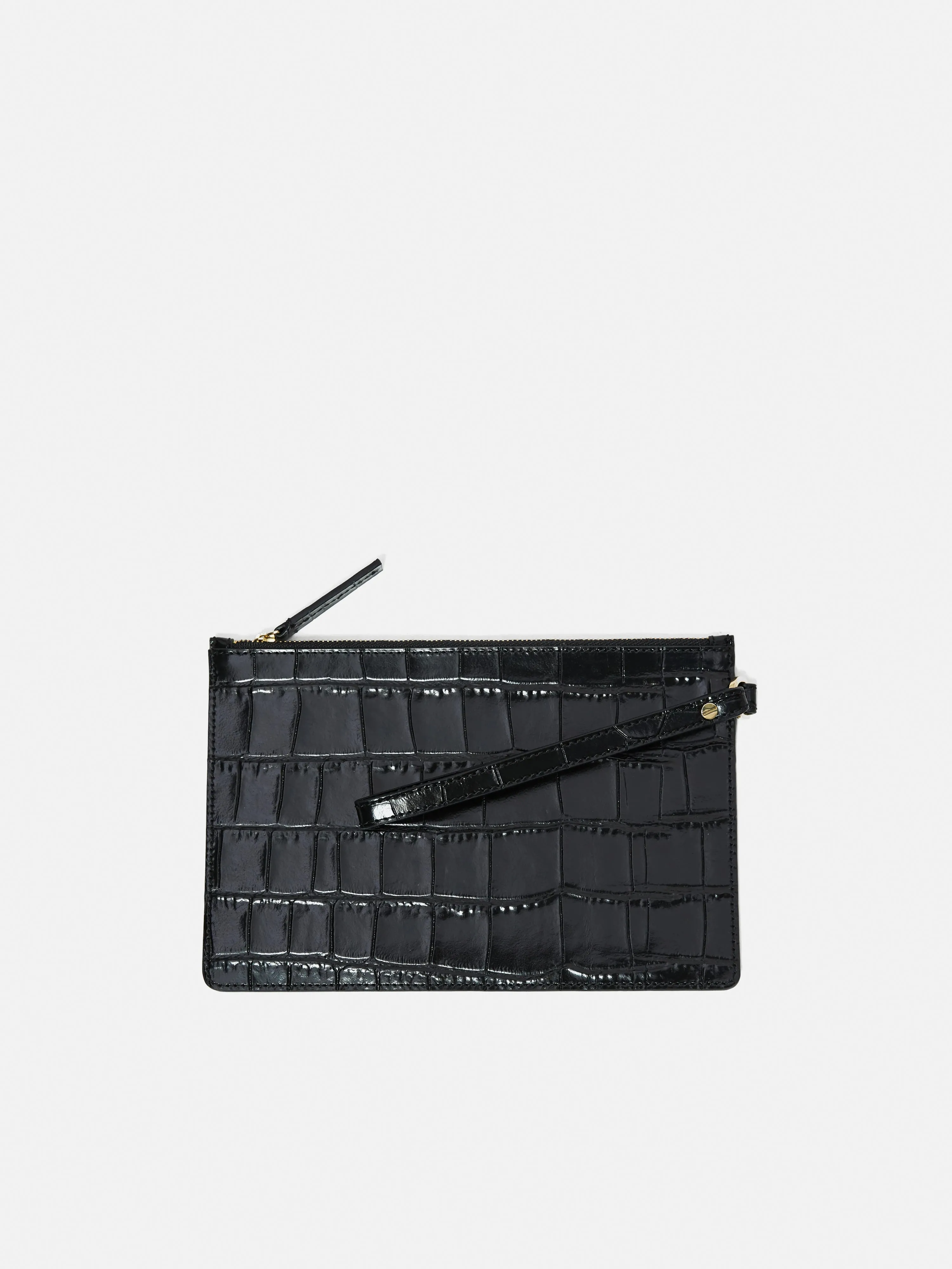 Henley Wristlet Clutch Leather | Black