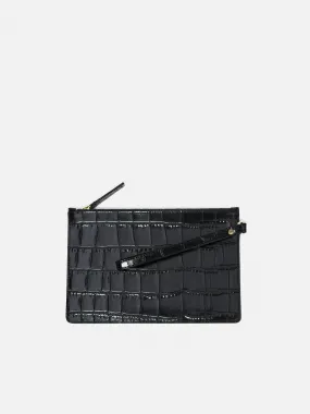 Henley Wristlet Clutch Leather | Black