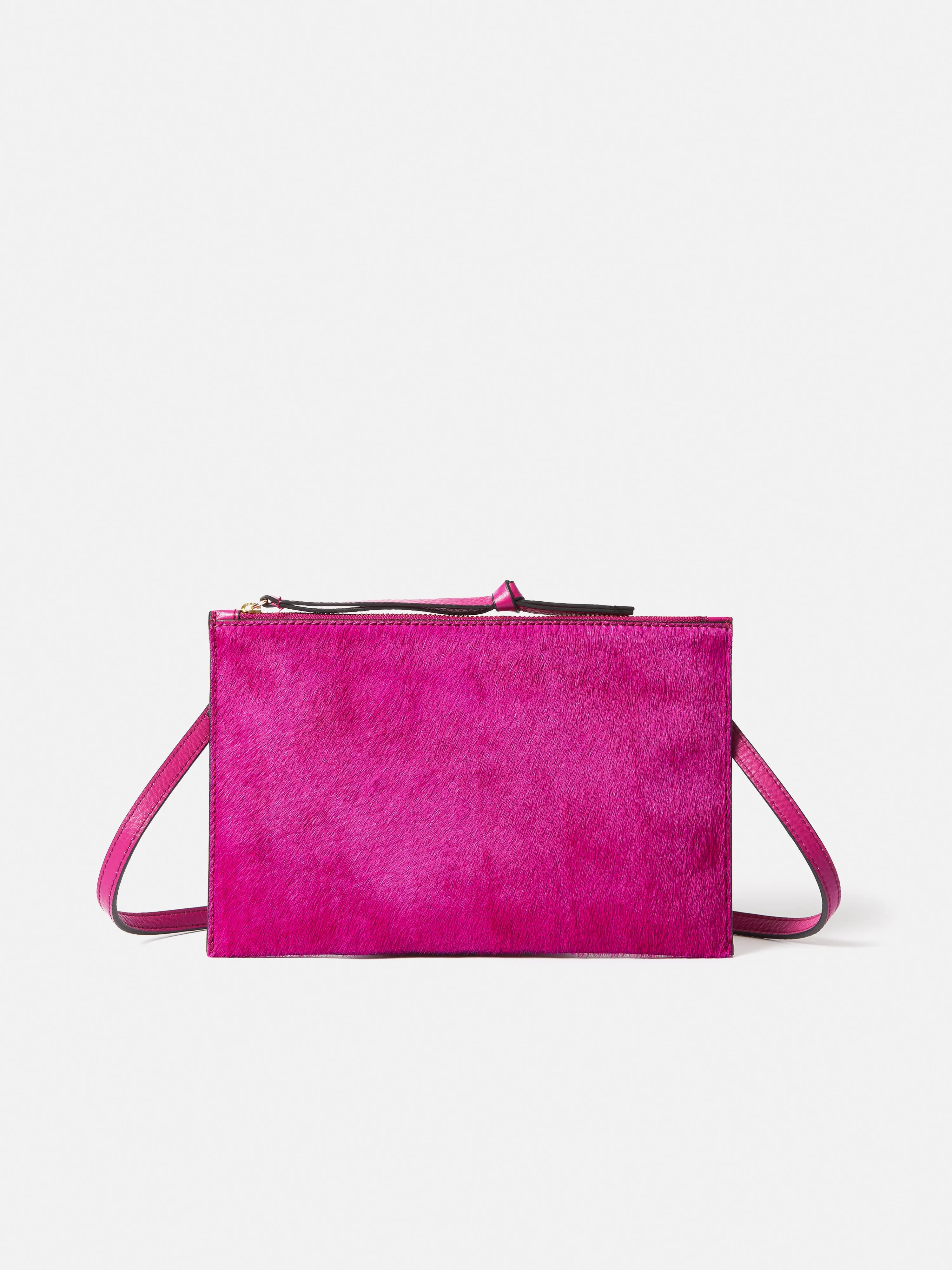 Ivy Calf Hair Cross Body Pouch | Pink